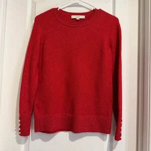 LOFT Vibrant Red Crew Neck Sweater